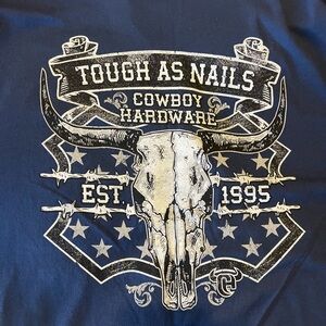 Tough as Nails Cowboy Hardware longs sleeve Blue Cotton Tee